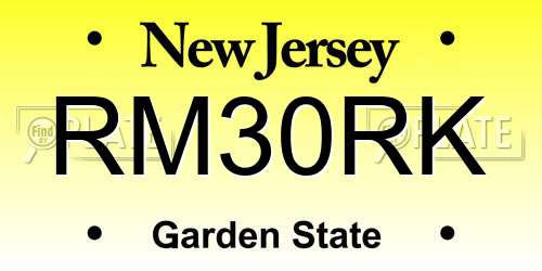 RM30RK New Jersey License Plate