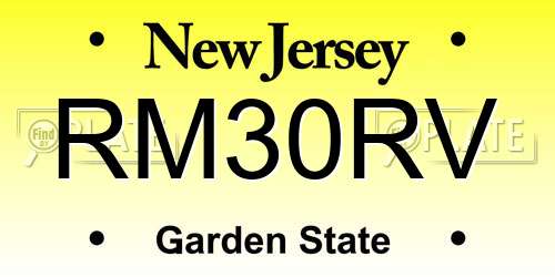 RM30RV New Jersey License Plate