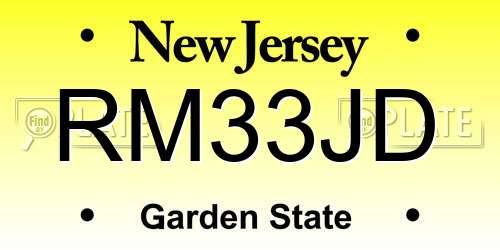 RM33JD New Jersey License Plate