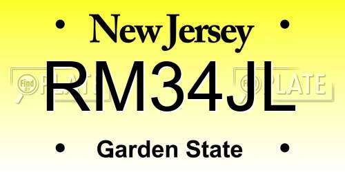 RM34JL New Jersey License Plate