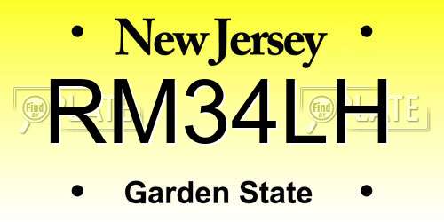 RM34LH New Jersey License Plate