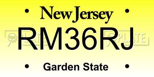 RM36RJ New Jersey License Plate