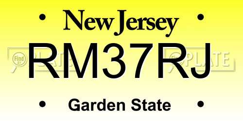 RM37RJ New Jersey License Plate