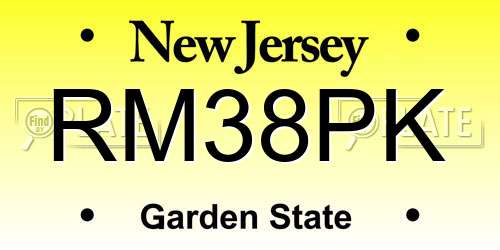 RM38PK New Jersey License Plate