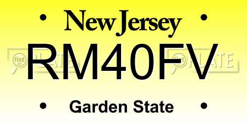 RM40FV New Jersey License Plate