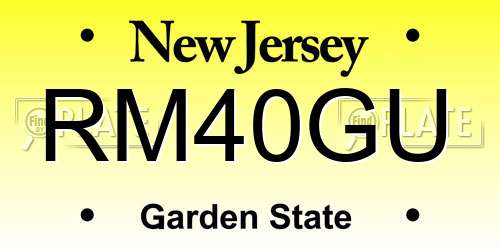 RM40GU New Jersey License Plate