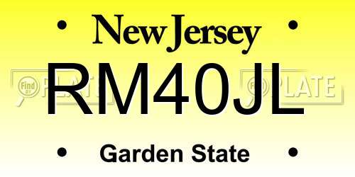 RM40JL New Jersey License Plate