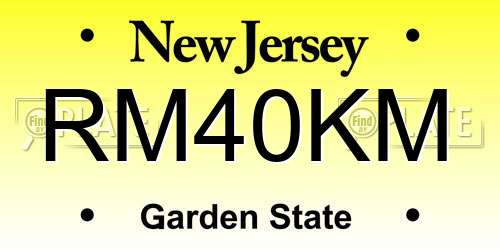 RM40KM New Jersey License Plate