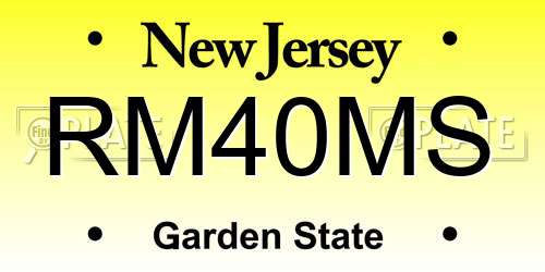 RM40MS New Jersey License Plate