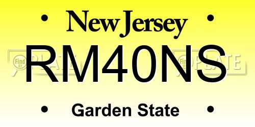 RM40NS New Jersey License Plate