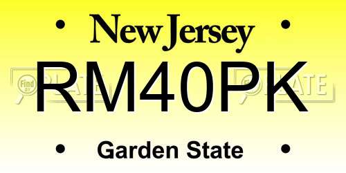 RM40PK New Jersey License Plate