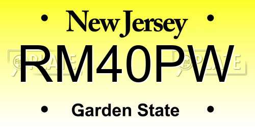 RM40PW New Jersey License Plate