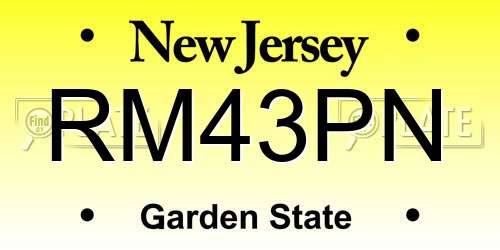 RM43PN New Jersey License Plate