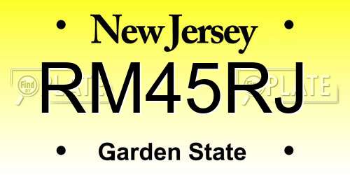 RM45RJ New Jersey License Plate