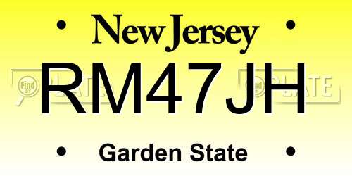 RM47JH New Jersey License Plate