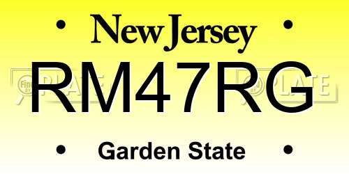 RM47RG New Jersey License Plate