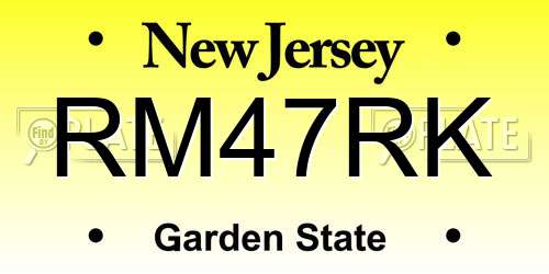 RM47RK New Jersey License Plate