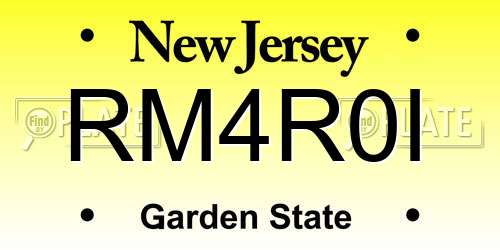 RM4R0I New Jersey License Plate