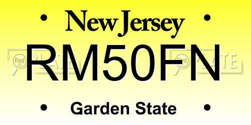 RM50FN New Jersey License Plate