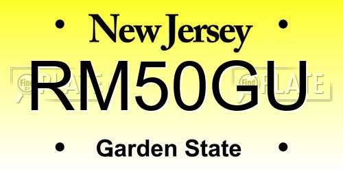 RM50GU New Jersey License Plate