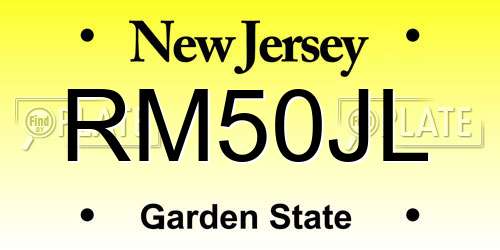 RM50JL New Jersey License Plate