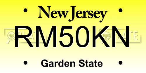 RM50KN New Jersey License Plate
