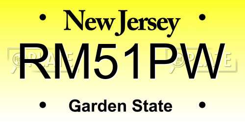 RM51PW New Jersey License Plate