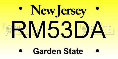 RM53DA New Jersey License Plate