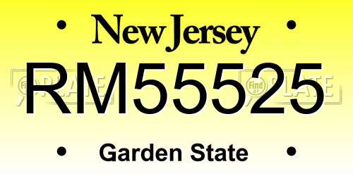 RM55525 New Jersey License Plate