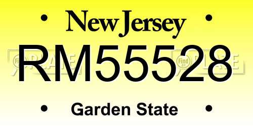 RM55528 New Jersey License Plate