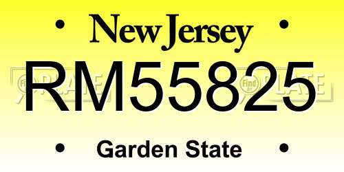 RM55825 New Jersey License Plate