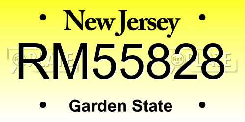 RM55828 New Jersey License Plate