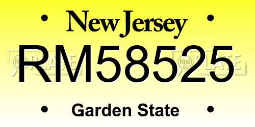 RM58525 New Jersey License Plate
