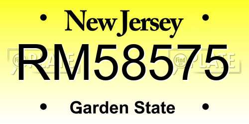 RM58575 New Jersey License Plate