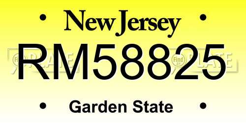 RM58825 New Jersey License Plate