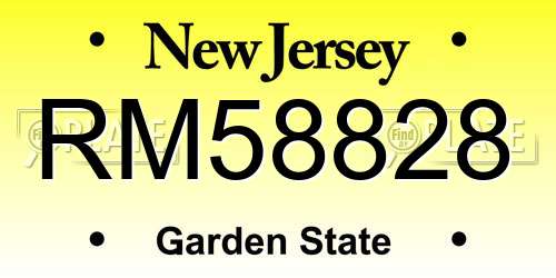 RM58828 New Jersey License Plate