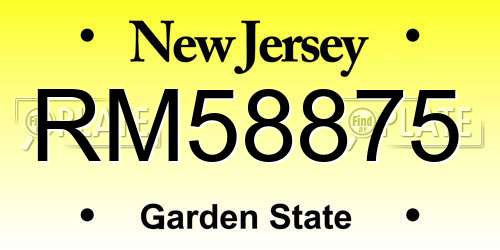 RM58875 New Jersey License Plate