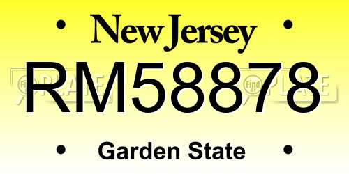 RM58878 New Jersey License Plate