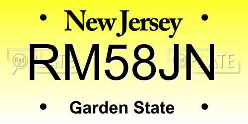 RM58JN New Jersey License Plate