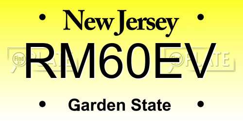 RM60EV New Jersey License Plate