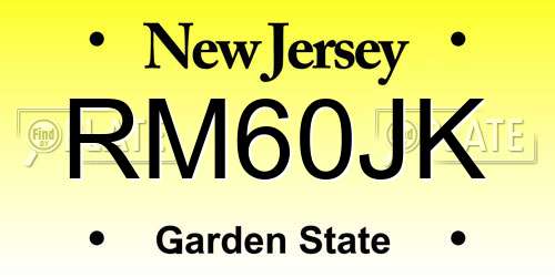 RM60JK New Jersey License Plate