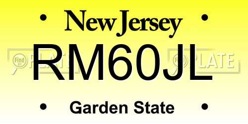 RM60JL New Jersey License Plate