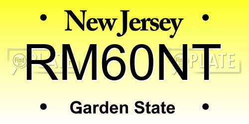 RM60NT New Jersey License Plate
