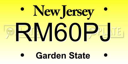 RM60PJ New Jersey License Plate