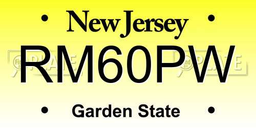 RM60PW New Jersey License Plate