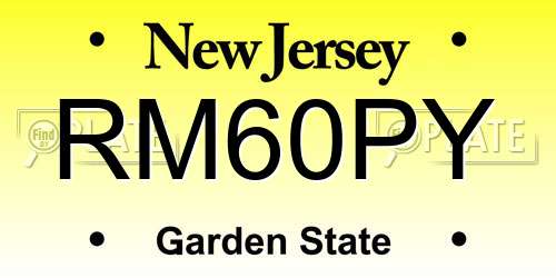 RM60PY New Jersey License Plate