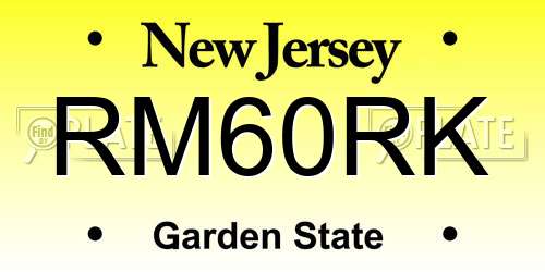 RM60RK New Jersey License Plate