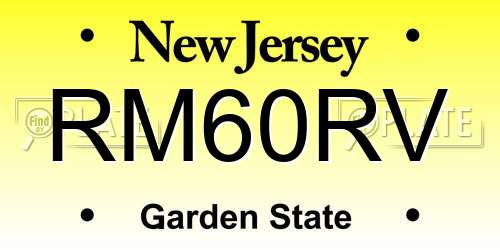 RM60RV New Jersey License Plate