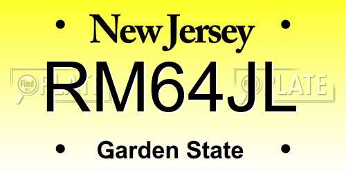 RM64JL New Jersey License Plate