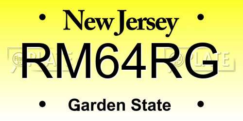 RM64RG New Jersey License Plate